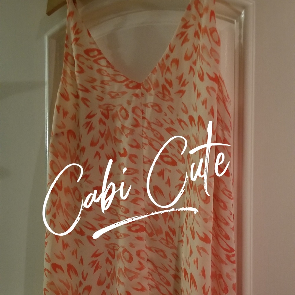 Large orange or coral and white Cabi Tank Top